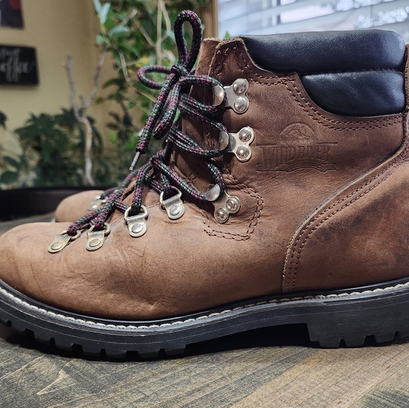 Mens Size 9 Wind River Brown Leather Winter Hiking Boots - Picture 2 of 7